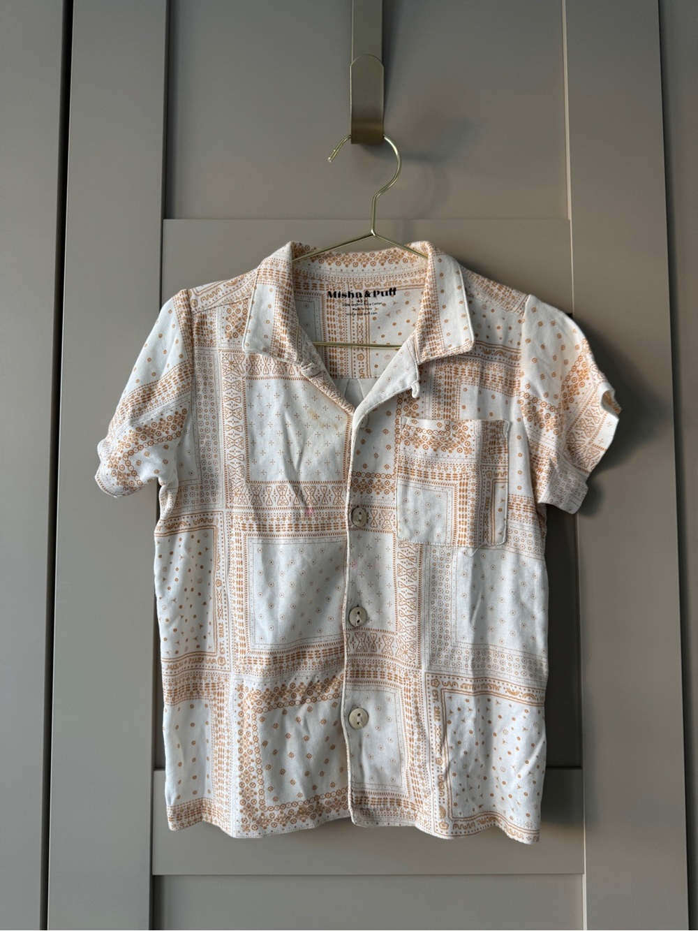 Boys Button Down Paisley Pima cotton Shirt By Misha & Puff